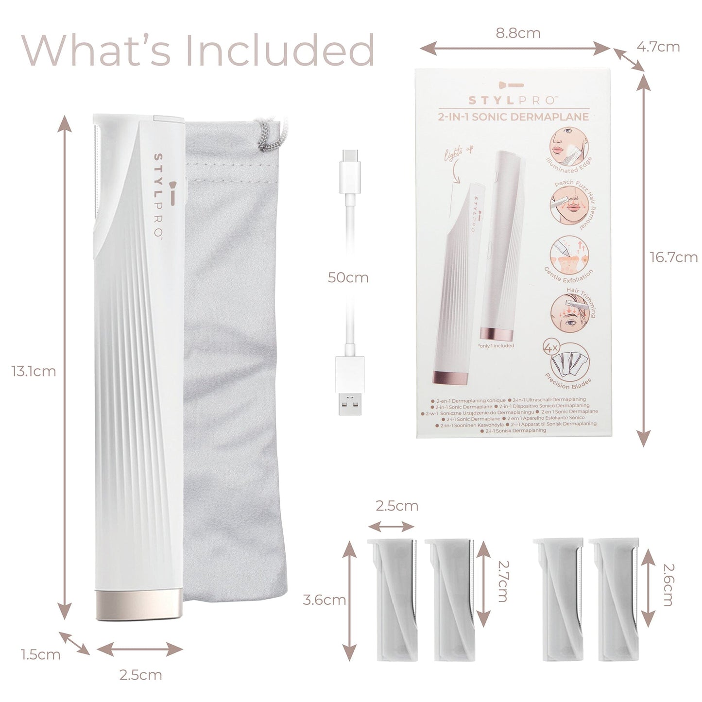2-in-1 Light Up Sonic Dermaplane & Trimmer